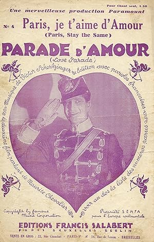 Partition de "Paris, je t'aime d'Amour (Paris, Stay the Same)", fox-blues chanté de l'opérette "P...