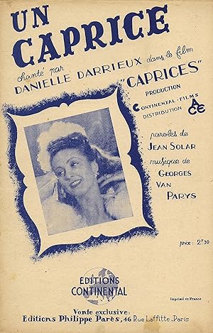 Seller image for Partition de "Un Caprice", chanson cre par Danielle Darrieux dans le film "Caprices" de Lo Joannon for sale by Bouquinerie "Rue du Bac"