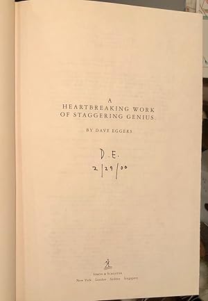A Heartbreaking Work of Staggering Genius - SIGNED First Edition