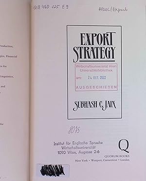 Bild des Verkufers fr Export Strategy.- zum Verkauf von books4less (Versandantiquariat Petra Gros GmbH & Co. KG)