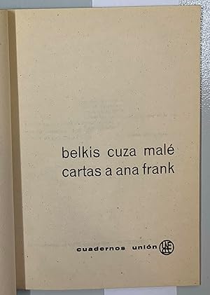 Imagen del vendedor de Cartas a Ana Frank, Belkis Cuza Male a la venta por biblioaxes