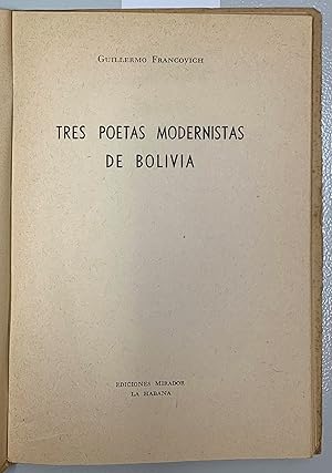 Imagen del vendedor de Tres poetas modernistas de Bolivia, Guillermo Francovich a la venta por biblioaxes