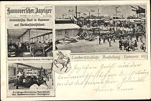 Bild des Verkufers fr Zeitungs Ansichtskarte / Postkarte Hannover Niedersachsen, Landwirtschaftsausstellung 1903, Hannoverscher Anzeiger,Setzerei zum Verkauf von akpool GmbH