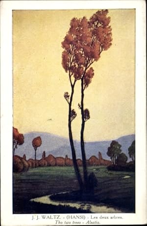 Künstler Ansichtskarte / Postkarte Hansi Jean Jacques Waltz, Elsaß, Les deux arbres, Zwei Bäume