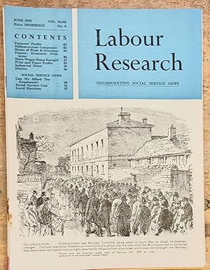 Imagen del vendedor de Labour Research June 1954 / Farmers' Profits/ Million-a-Year Companies/ Hours Of Work And Overtime / France: Economic Problems/ Have Wages Risen Enough? / Print And Paper Profits / Social Service News - Can We Afford The Pensioners? / Social Service Cost / Local Elections a la venta por Shore Books