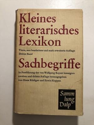 Bild des Verkufers fr Kleines literarisches Lexikon. Bd. 3. Sachbegriffe. Sammlung Dal zum Verkauf von Books.Unlimited