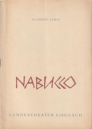 Bild des Verkufers fr Programmheft Giuseppe Verdi NABUCCO Premiere 11. September 1965 zum Verkauf von Programmhefte24 Schauspiel und Musiktheater der letzten 150 Jahre