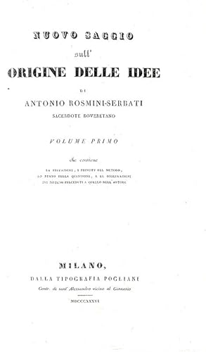 Nuovo saggio sull'origine delle idee.Milano, Tipografia Pogliani, 1836-37.