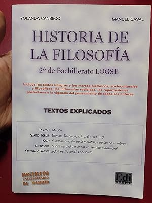 Imagen del vendedor de Historia de la Filosofa 2 de Bachillerato (SUBRAYADO) a la venta por Librera Eleutheria