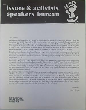 Issues and Activists. Speakers Bureau Promotional and Event Fliers