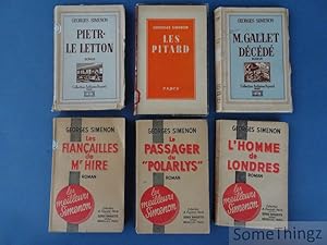 6 vieux éditions. L'homme de Londres (1944) / Le passager de Polarys (1944) / Les fiançailles de ...