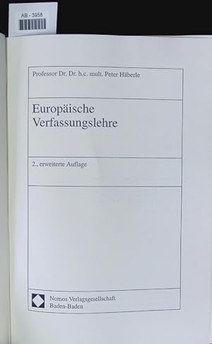 Bild des Verkufers fr Europische Verfassungslehre. zum Verkauf von Antiquariat Bookfarm