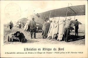 Ansichtskarte / Postkarte Aviation in Nordafrika, die Biskra Air Escadrille auf der Tozeur-Bühne ...