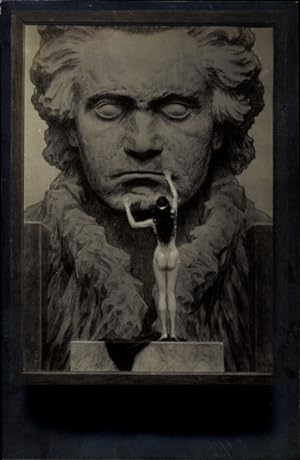 Jugendstil Ansichtskarte / Postkarte Fidus, Komponist Ludwig van Beethoven, Kohledruck, Frauenakt