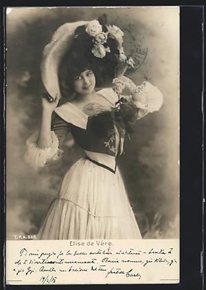 Ansichtskarte Schauspielerin Elise de Vére posiert mit Hut