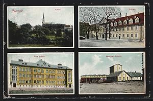 Bild des Verkufers fr Ansichtskarte Planitz, Schloss, Alexander-Schacht, Neue Schule zum Verkauf von Bartko-Reher