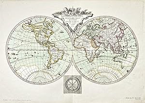 Bild des Verkufers fr Indication Nautique des princip aux, espaces de l'Ocean." - World Map Mappenmonde Weltkarte Karte zum Verkauf von Antiquariat Steffen Vlkel GmbH