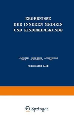 Seller image for Ergebnisse der Inneren Medizin und Kinderheilkunde for sale by BuchWeltWeit Ludwig Meier e.K.