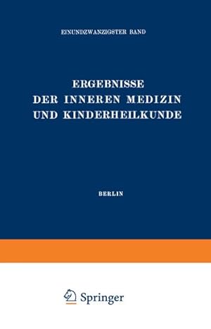 Seller image for Ergebnisse der Inneren Medizin und Kinderheilkunde for sale by BuchWeltWeit Ludwig Meier e.K.