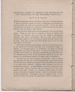 Bild des Verkufers fr Aboriginal Modes of Address and Reference in the North-West of the Northern Territory zum Verkauf von Muir Books -Robert Muir Old & Rare Books - ANZAAB/ILAB