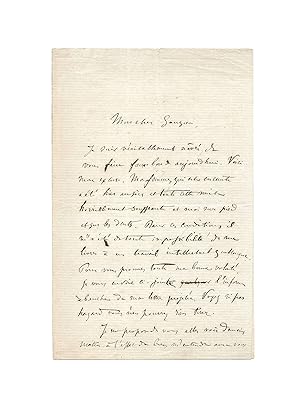 Image du vendeur pour Aux heures de ses toutes premires rencontres avec Rimbaud, le jeune Verlaine voque la difficile grossesse de sa femme Mathilde, sur le point d accoucher de leur fils Georges mis en vente par Le Manuscrit Franais