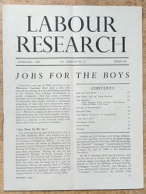 Imagen del vendedor de Labour Research February 1949 / Jobs For The Boys / The Press: Out Of Their Mouths / Class Income Per Head / The Future Of Shipbuilding / Railway Year / The Berlin Question: a Chronology / "ask the L.R.D." a la venta por Shore Books