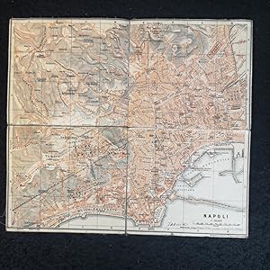 Neapel - Napoli. Karte in 4 Segmenten auf Leinen. Maßstab 1:20 000.