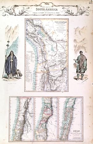 WEST COAST OF SOUTH AMERICA INCLUDING CHILE & PART OF BOLIVIA & PERU . Three separate maps on one...