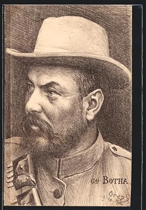 Künstler-Ansichtskarte Charles Denizard (Orens): Portrait des Buren-Generals Botha in Uniform