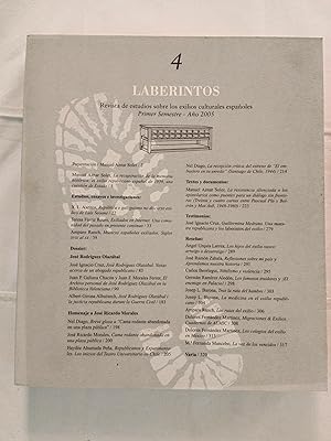 LABERINTOS - ANUARIO DE ESTUDIOS SOBRE LOS EXILIOS CULTURALES ESPAÑOLES - AÑO 2005 - Nº 4