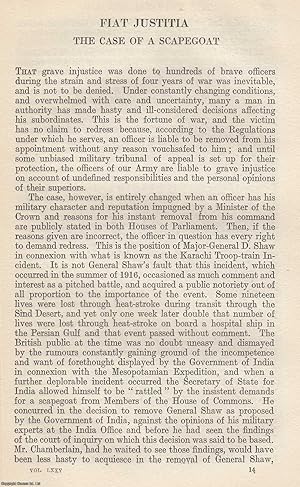 Imagen del vendedor de Karachi Troop Train Incident. Fiat Justitia: The Case of a Scapegoat. Brig. General Shaw of the Karachi Brigade. By Lord Ampthill, G.C.S.I. An original article from The National Review, 1920. a la venta por Cosmo Books