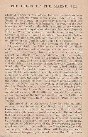 Imagen del vendedor de The Crisis of The Marne, 1914. By Lt. Col. D. Forster and Cpt. E. W. Sheppard. An original article from The National Review, 1920. a la venta por Cosmo Books