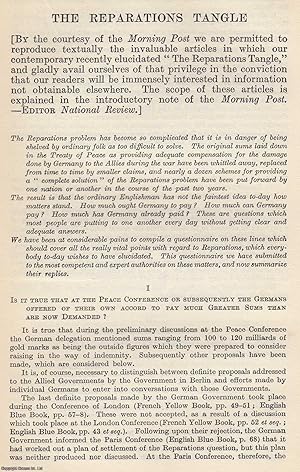 Imagen del vendedor de The Reparations Tangle. An original article from The National Review, 1923. a la venta por Cosmo Books