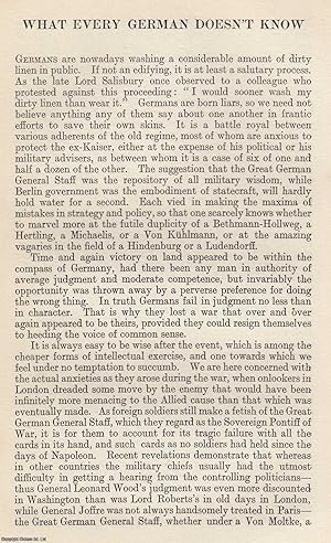 Seller image for What Every German Doesn't Know. An original article from The National Review, 1919. for sale by Cosmo Books