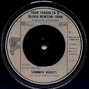 Imagen del vendedor de Summer Nights / Rock 'n' Roll Party Queen [7" 45 rpm Single] a la venta por Kayleighbug Books, IOBA