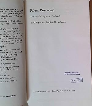 Bild des Verkufers fr Salem Possessed: Social Origins of Witchcraft. zum Verkauf von books4less (Versandantiquariat Petra Gros GmbH & Co. KG)