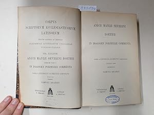 Bild des Verkufers fr Corpus Scriptorum Ecclesiasticorum Latinorum : Vol. XXXXVIII : Anicii Manlii Severini Boethii : Operum Pars I : In Isagogen Porphyrii Commenta (Hrsg: Samuel Brandt) : zum Verkauf von Versand-Antiquariat Konrad von Agris e.K.