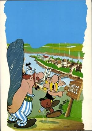 Imagen del vendedor de Knstler Ansichtskarte / Postkarte Uderzo, Asterix und Obelix, Hinkelstein, Lutece, Paris a la venta por akpool GmbH