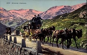 Ansichtskarte / Postkarte Schweizer Alpenpost, Postkutsche, Pferde