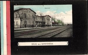 Passepartout Ansichtskarte / Postkarte Bargteheide im Kreis Stormarn, Bahnhof, Gleisseite
