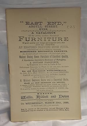 "East End", Argyll Street, Ryde. A Catalogue of the Pretty Modern Household Furniture [. . .] whi...
