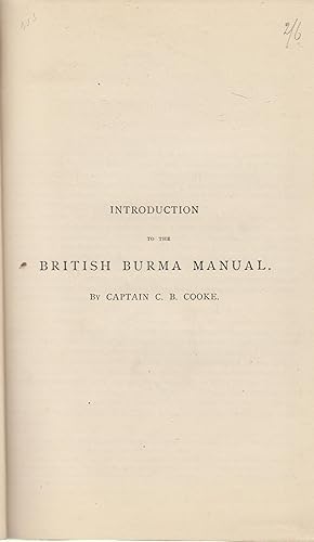 Seller image for Introduction to the British Burma Manual for sale by PRISCA