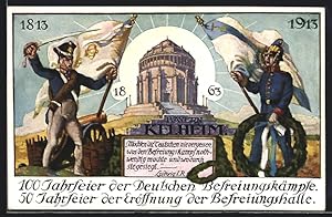 Bild des Verkufers fr Ansichtskarte Deutsche Soldaten vor der Befreiungshalle in Kelheim, 100 Jahr Feier 1813-1913 zum Verkauf von Bartko-Reher