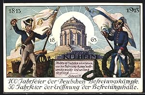 Bild des Verkufers fr Ansichtskarte Deutsche Soldaten vor der Befreiungshalle in Kelheim, 100 Jahr Feier 1813-1913 zum Verkauf von Bartko-Reher