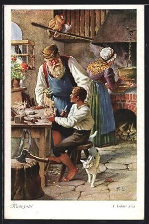 Bild des Verkufers fr Knstler-Ansichtskarte Elssner: Rbezahl begegnet dem verwaisten Friedel zum Verkauf von Bartko-Reher