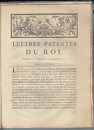 Seller image for Lettres patentes du roi, donnes  Versailles le 23 janvier 1771. Registres en Parlement. for sale by PRISCA