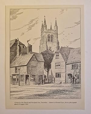 Church and Woolpack Inn, Tenterden Engraving (1971 Reproduction)