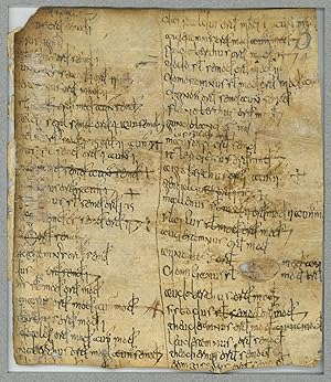 Image du vendeur pour The Rental of the Abbey of St Martin's in Tours. (And:) St Ephraim the Syrian, Poem on the Life of St Joseph. Latin manuscript in Merovingian cursive minuscule on vellum, lined with fragments of a papyrus scroll in Greek. mis en vente par Antiquariat INLIBRIS Gilhofer Nfg. GmbH