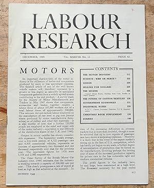 Seller image for Labour Research December 1949 / Motors / Science: War Or Peace? / Odeon / Selling For Dollars / The Future of Cotton Textiles / Government Economies / Christmas Book Supplement for sale by Shore Books