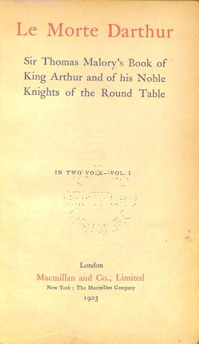 Bild des Verkufers fr MORTE DARTHUR. Sir Thomas Malory"s Book of King Arthur and of his Noble Knights of the Round Table zum Verkauf von WeBuyBooks